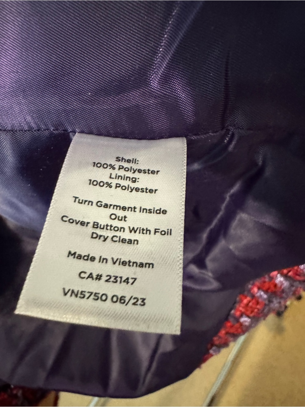 Talbots Red Tweed Collarless Button Jacket with Gold Buttons - Picture 5 of 5